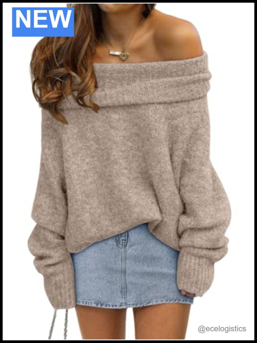 Off The Shoulder Oversized Pullover Sweater Stay Put Neckline Ultra Soft Knit